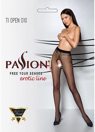 Колготки с открытым доступом passion tiopen 010 black 5 (20 den), контрастная линия