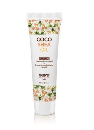 Органическое кокосовое масло карите (ши) для тела exsens coco shea oil 100 мл, сертификат ecocert