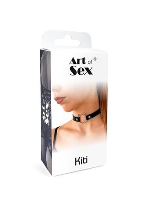 Чокер на шею кошечка art of sex - kiti из натуральной кожи, цвет черный4 фото