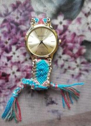 Распродажа  женские наручные часы geneva с вязаным плетеным ремешком фенечка браслет женские3 фото