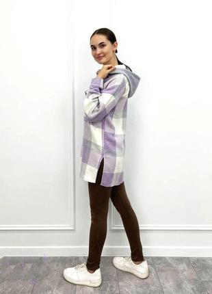 Жіноча сорочка тепла у клітинку з капюшоном