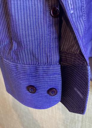 Сиреневая рубашка в тонкую фиолетовую полоску3 фото