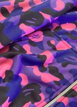 Мужская худи bape camo shark фиолетовая / зип-худи бейп шарк4 фото