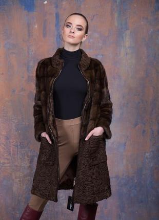 Пальто стильное пальто аукционный мех норки и персидская каракульча! хит 2020 италия!8 фото