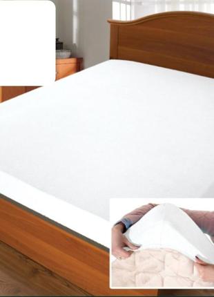 Простынь махровая на резинке 160*200*20 белая, махровая простынь