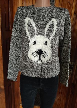 Свитер с принтом зайки,spot on, оригинал.
