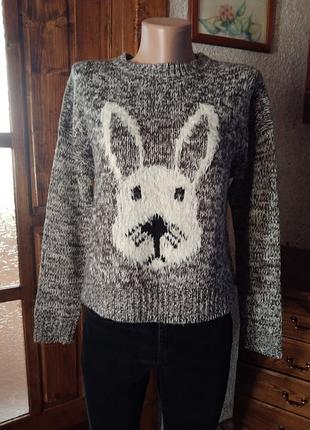 Свитер с принтом зайки,spot on, оригинал.