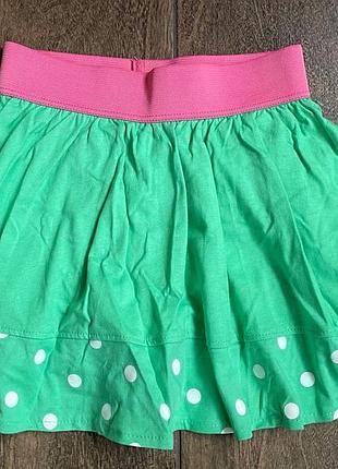 Трикотажная салатовая юбка  размер 4т рост  96-104 см  в горошек с шортиками на девочку сhildrenspla