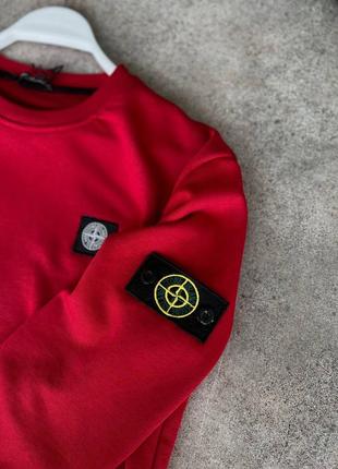 Stone island червоний світшот / кофта стон айленд з патчем6 фото