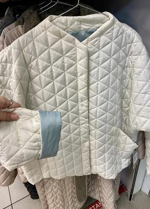 Alberto bini куртка светлая стеганая куртка женская молочная белая7 фото