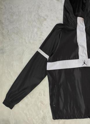 Черная мужская деми спортивная куртка ветровка анорак батал на высокий рост карманом спереди jordan5 фото