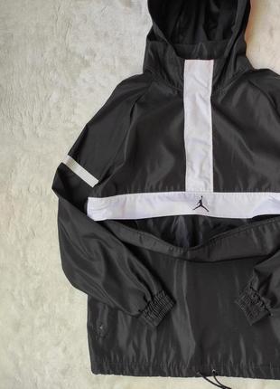 Черная мужская деми спортивная куртка ветровка анорак батал на высокий рост карманом спереди jordan7 фото
