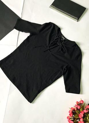 Чёрная крутая кофта monki, джемпер с завязками на груди. р-р s c1 фото