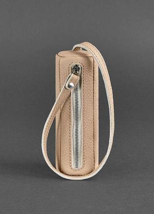 Чохол для ключів шкіряна ключниця на змійці бежева