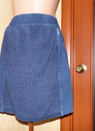 Джинсовая трикотажная юбка  (10-12 размер)