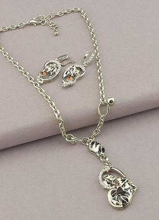 106830 подвеска+серьги 'abella' фианит 40 см.