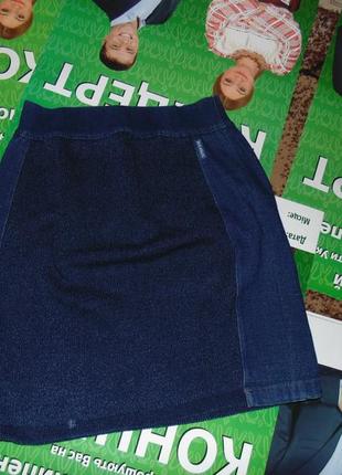 Джинсовая трикотажная юбка  (10-12 размер)4 фото