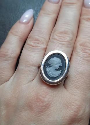 Срібне колечко камея 925 проба (серебро ,срібло ,кольцо )