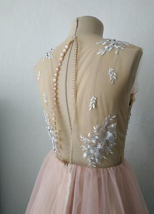 Короткое розовое вечернее платье. нежное платье с кружевом на выпускной4 фото