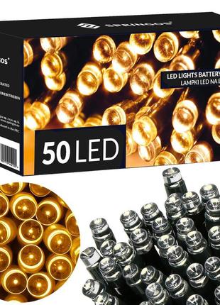 Гирлянда на батарейках springos 5 м 50 led cl4027 warm white .3 фото