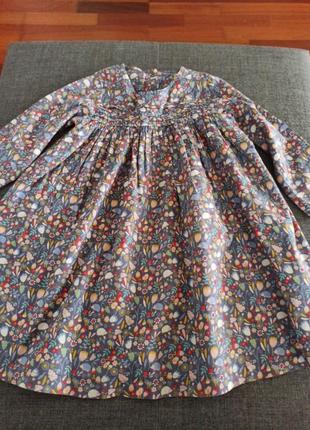 Хлопковая хлопковое платьице на девочку с длинным рукавом в цветочек