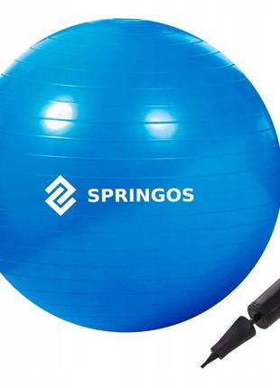 М'яч для фітнесу (фітбол) springos 85 см anti-burst fb0009 blue .