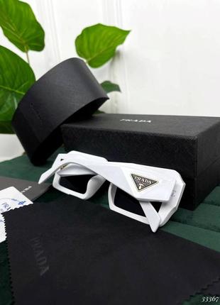 Сонцезахисні окуляри люкс белые в футляре очки солнцезащитные трендовые брендовые пластиковые