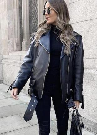 Косуха, кожаная куртка, зара zara s one size
