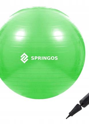 Мяч для фитнеса (фитбол) springos 65 см anti-burst fb0007 green .