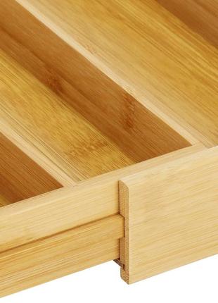 Органайзер-лоток для столовых приборов springos 45-28 x 33.5 см раздвижной из бамбука ha5089 .4 фото