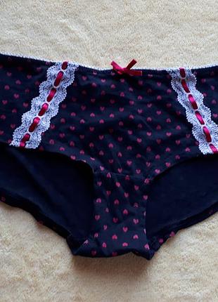 Новые черные красные хлоковые хлопок хб закрытые трусики слипы с сердечками принтом принт м/10/38/46 limited collection