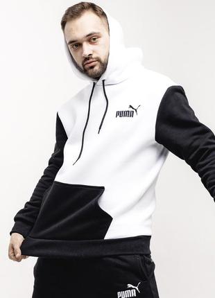 Чоловіче худі puma чорне з білим / кофта с карманами пума на осінь / літо/ весну