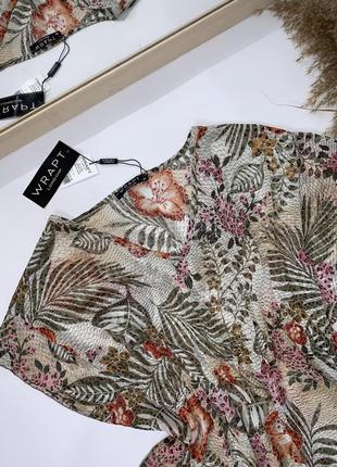 Блуза парео с пальмами полупрозрачная с цветочным принтом5 фото