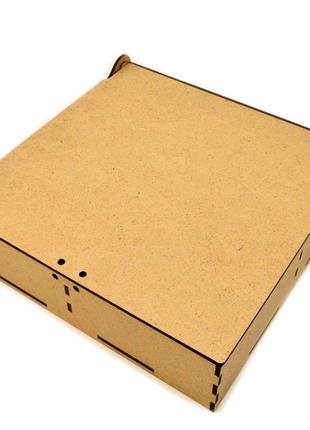 Коробка з комірками 20х20х5см подарункова упаковка із мдф дерев'яна коробочка для подарунка happy birthday4 фото