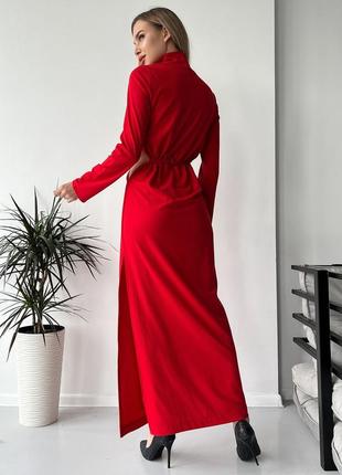 Роскошное длинное платье с боковыми вырезами красный s-xl3 фото