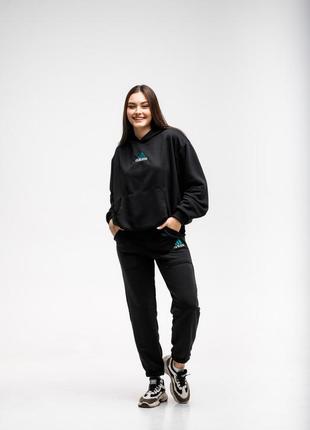 Спортивный костюм adidas черный женский весна / осень штаны + кофта адидас2 фото