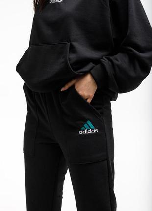 Спортивный костюм adidas черный женский весна / осень штаны + кофта адидас10 фото