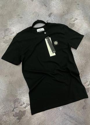 Футболка stone island черная / топовые мужские футболки стон айленд