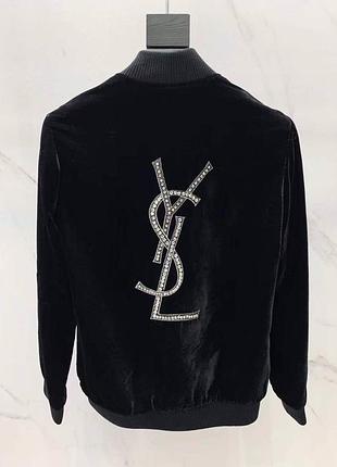 Бомбер в стилі ysl бархат чорний на кнопках