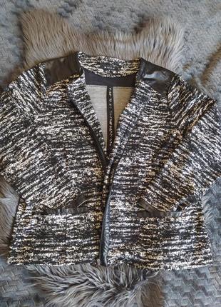 🤍🖤🤍стильный трикотажный жакет пиджак на молнии с эко кожей breed original micha2 фото