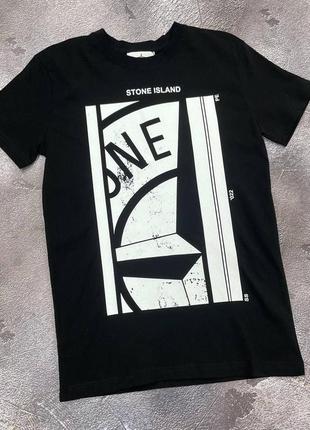 Футболка stone island черная / качественные футболки стон айленд мужские