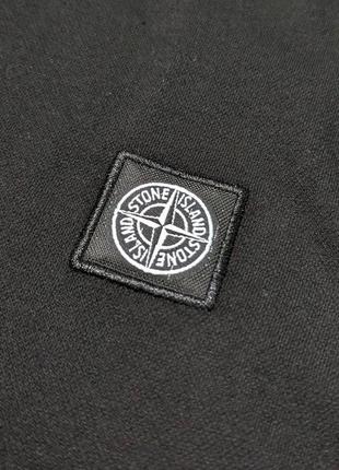 Поло stone island  чорна / біла чоловіча футболка4 фото