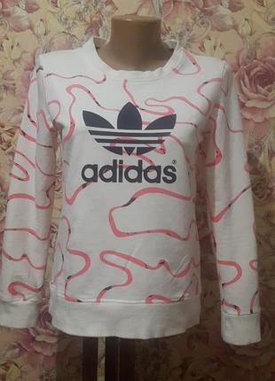 Біла кофтина/світшот adidas з рожевими візерунками
