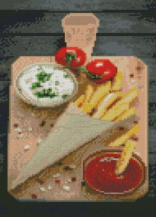 Алмазна мозаїка strateg преміум дощечка смачної їжі розміром 30х40 см (hx492)