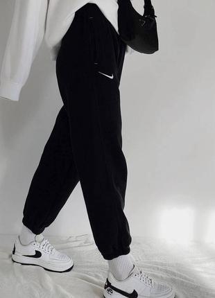 Женские для женщин спортивные удобные красивые, простые трендовые модные повседневные брюки штанишки джоггеры штаны сопорт оверсайз черные2 фото