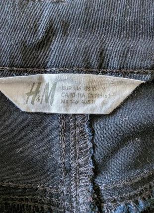 Короткие джинсовые чёрные шорты h&amp;m с подворотом 9-10 лет 140см4 фото