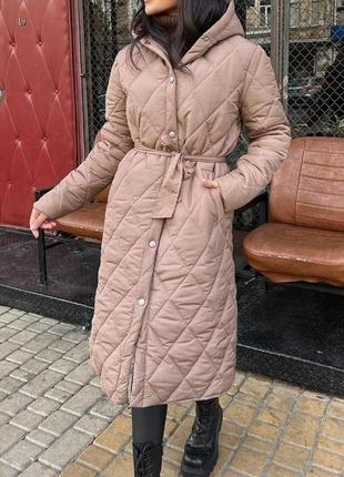 Тепле пальто мокко з капюшоном із щільної якісної плащової тканини канада розмір 46/48