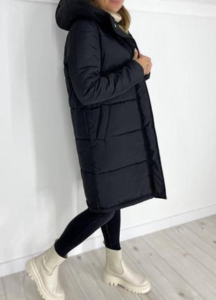 Куртка зимняя черная на молнии с капюшоном плащевка, синтепон размер 46/482 фото
