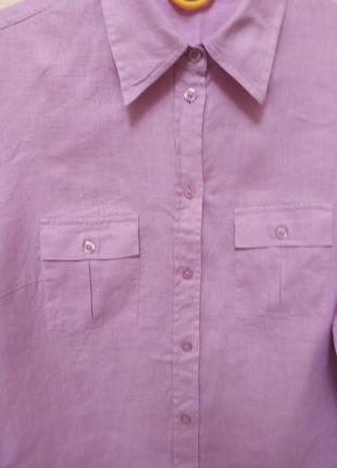 Льняная рубашка красивого лилового оттенка2 фото