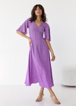 Фиолетовое платье в белый горошек, арт. 6365
